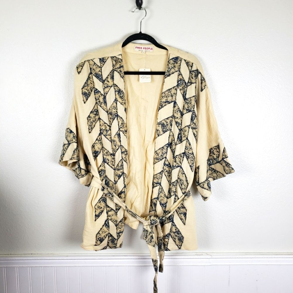 Women's Nwt Boho Free People Thimbleweed Soft Wrap Jacket Ivory Size Small